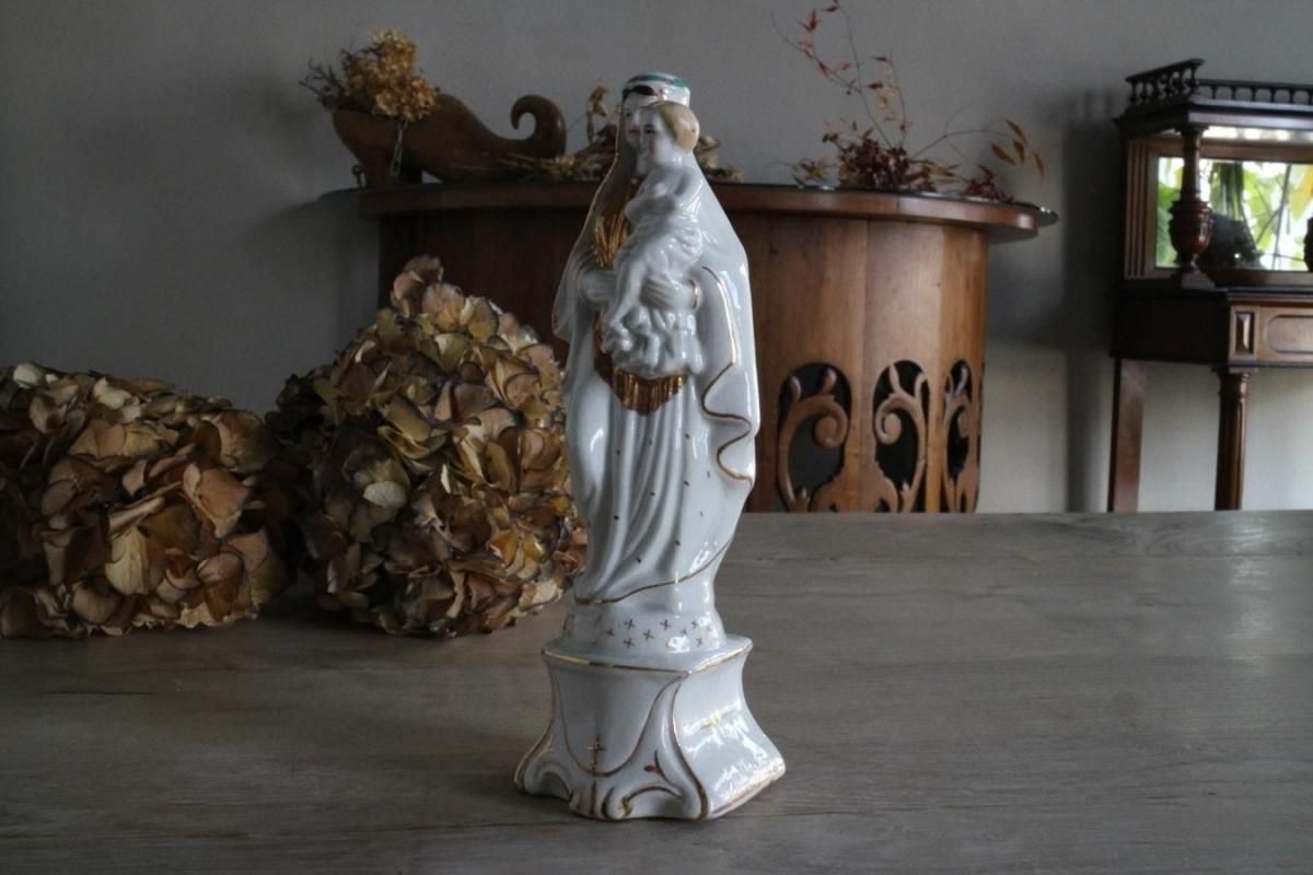 陶製聖母子像19世紀フランスの華やかさアンティーク