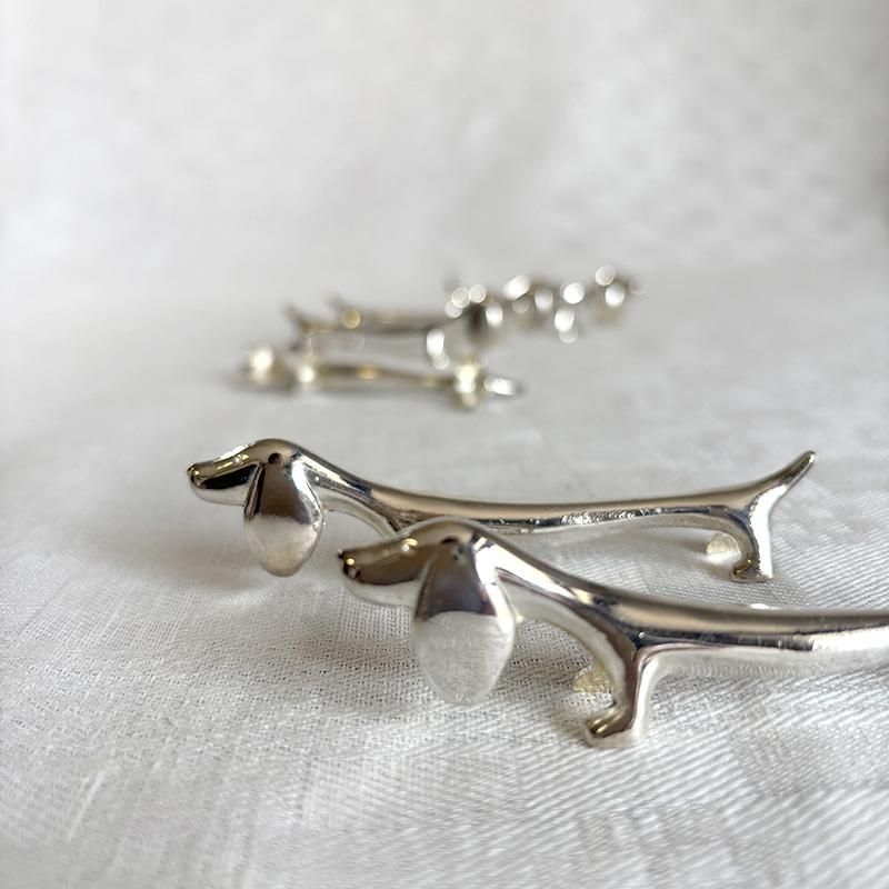 カトラリーレスト メタル製ダックスフンドの可愛い箸置きアンティー