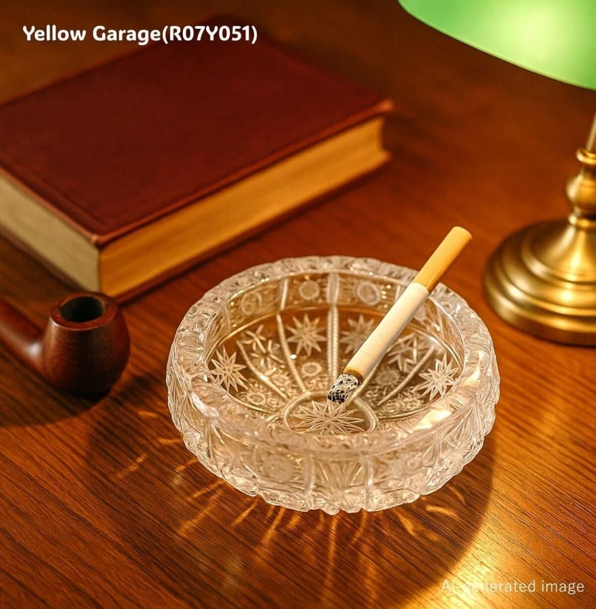 ヴィンテージカットガラス灰皿 重厚デザイン