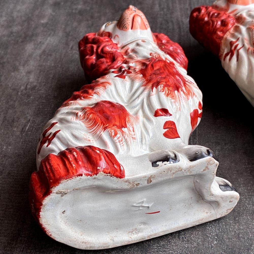 イギリス 1890年代 スタッフォードシャードッグペア 陶器犬