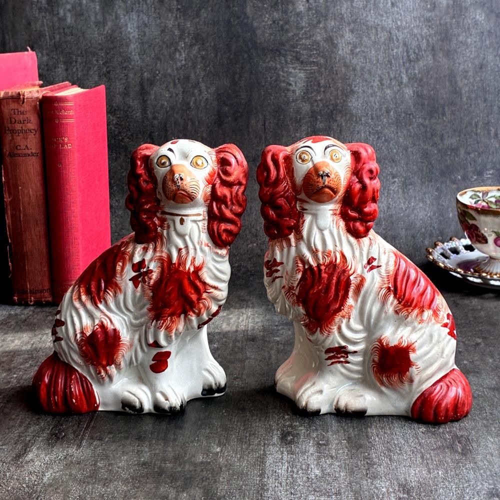 イギリス 1890年代 スタッフォードシャードッグペア 陶器犬
