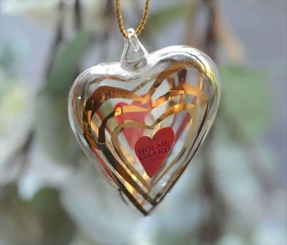 デンマーク製 Holmegaard ガラスハートオーナメント（8.8cm）北欧