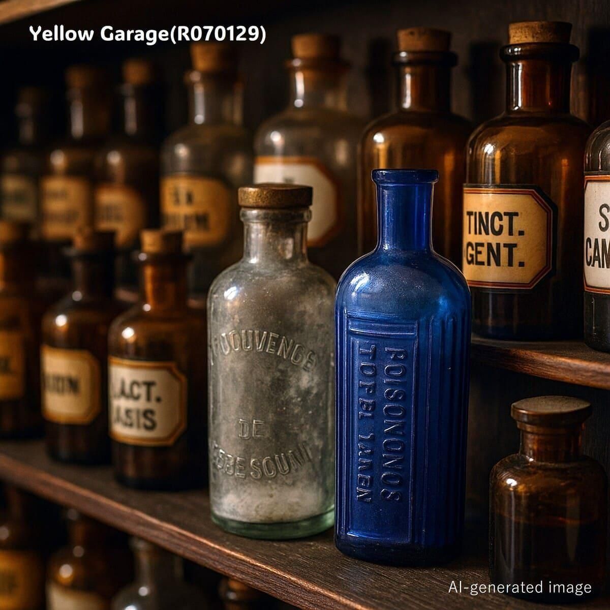 アンティーク・ポイズンボトル ブルーガラス製 “NOT TO BE TAKEN”