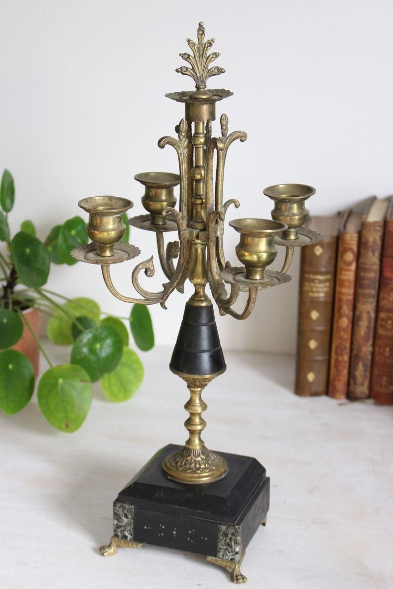 フランスアンティーク 5灯カンドラブラ 燭台 ナポレオン3世様式 真鍮