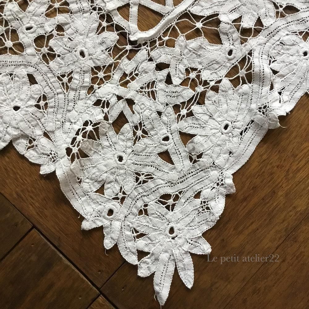 フランス アンティーク リネン カフェカーテン/チェストカバー バテン