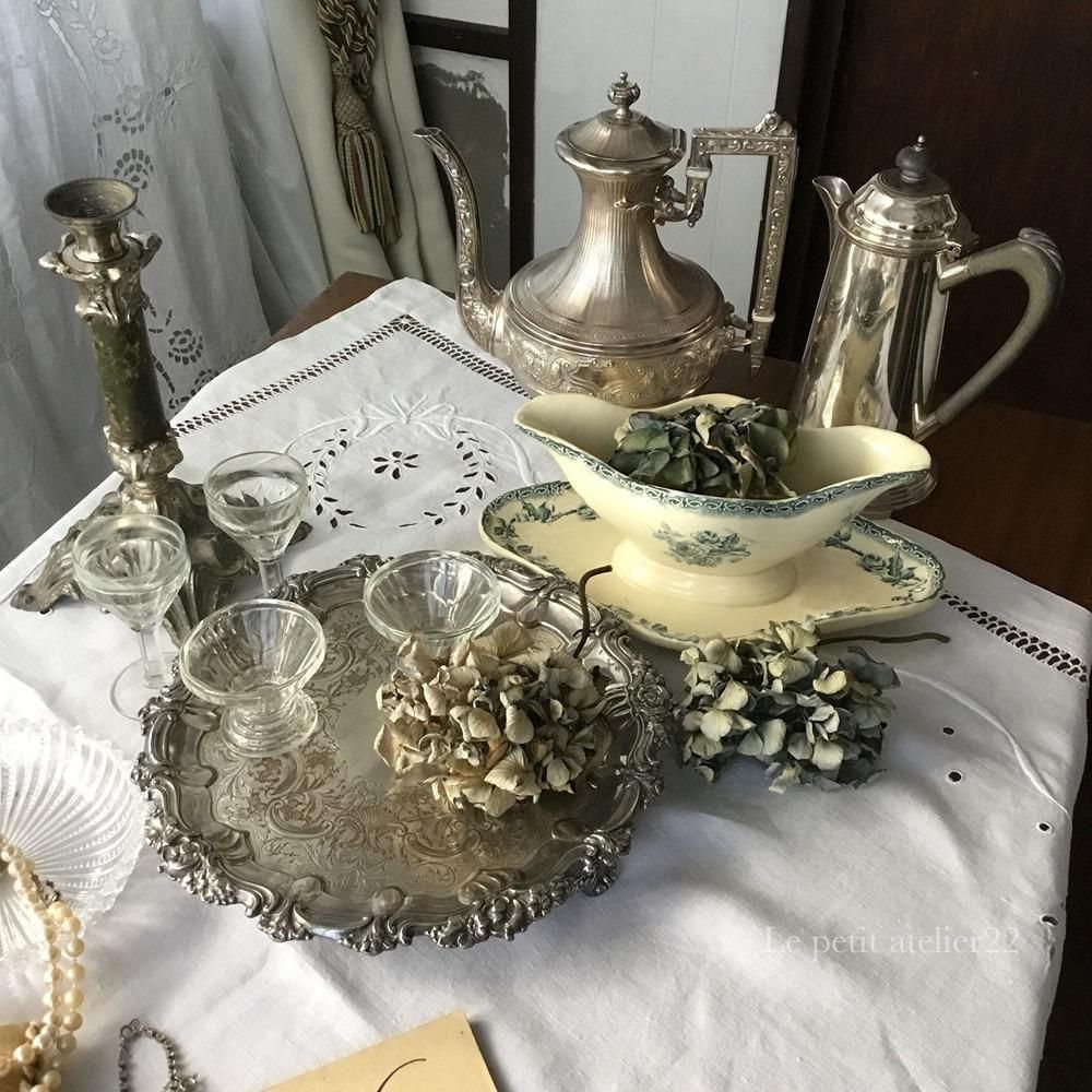 正方形) フランス アンティーク リネン テーブルクロス 白刺繍 カット