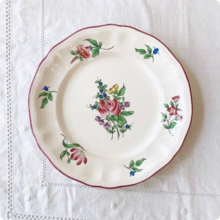 フランスアンティーク 皿 |リュネヴィル（Luneville）花柄 花リム | 19