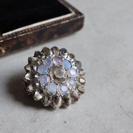 アンティークジョージアンオーバルペーストガラスブローチ