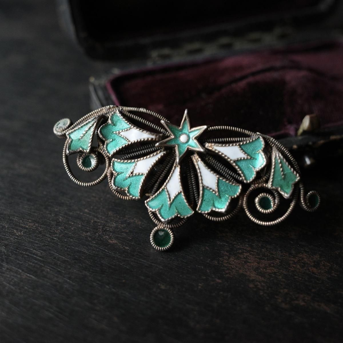 1900年代 シルバー プリカジュール エナメル ブローチ（1900's Silver