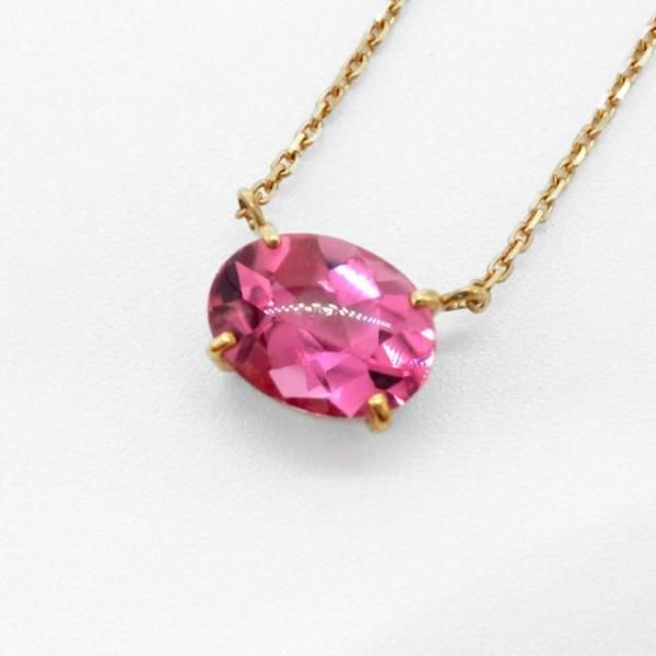 バフトップ ピンクトルマリンネックレス TR 1.22ct 45cm K18YG GGSJ