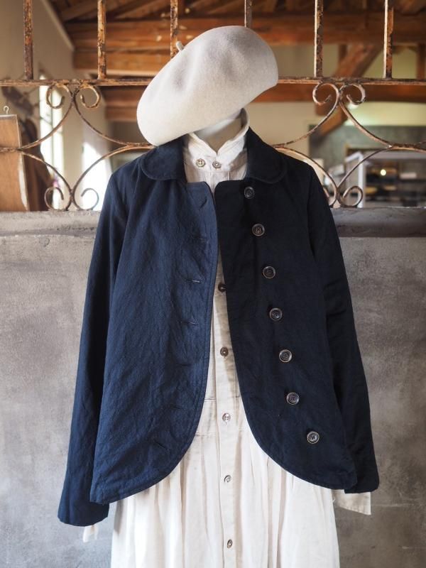 ラウンドカーディガンジャケット リネンマットブラック - Sa-Rah Market