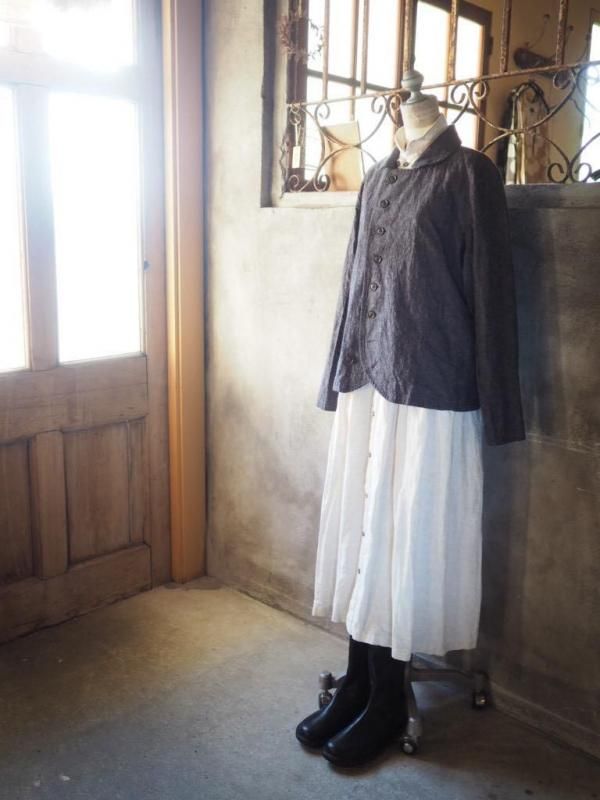 ラウンドカーディガンジャケット リラックス コットンリネン