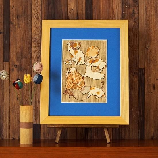 木はり絵アート「たとゑ尽の内 その1」（額縁入り完成品） - 木製切り