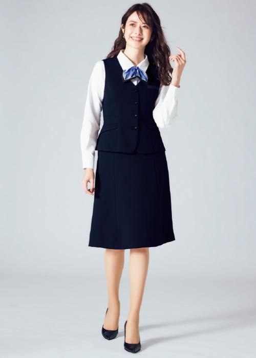 AS2321(ボンマックス)BONOFFICE スカート長め 仕事向き黒 紺 ｜事務服