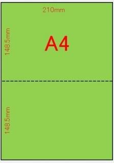 色上質紙 A4 特厚口 4分割(ヨコ3本) 1000枚 - ミシン目工房