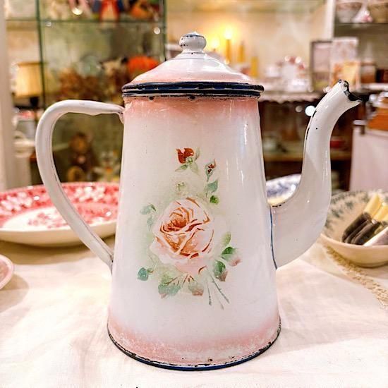 フランス1930年代 ＊ JAPY社 ＊ ホーローポット ＊ ピンクぼかしに