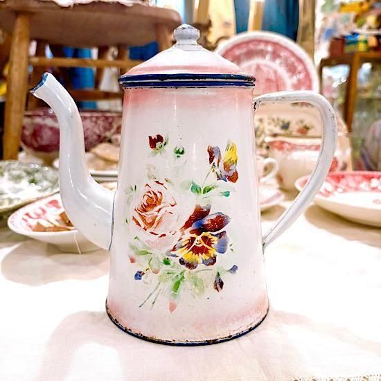 フランス1930年代 ＊ JAPY社 ＊ ホーローポット ＊ ピンクぼかしに