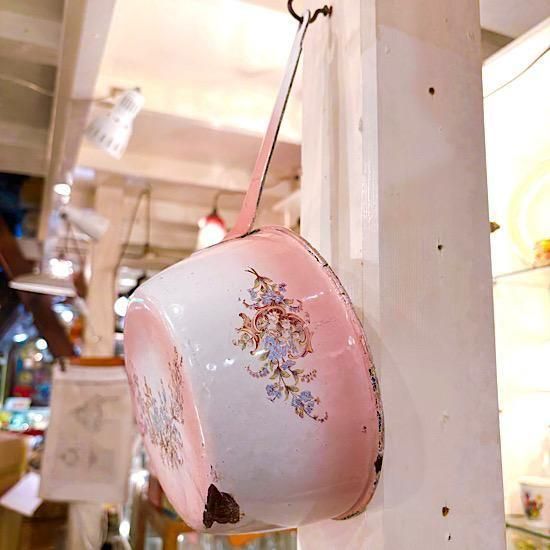 フランス1930年代 ＊ JAPY社 ＊ ホーロー片手パン ＊ ピンクぼかしに