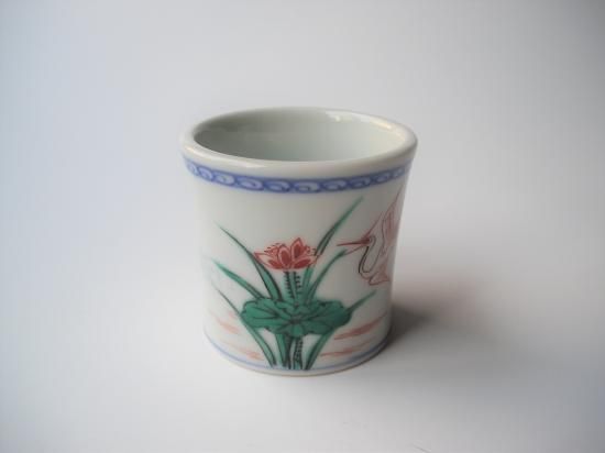 南京赤絵写 蓮鷺蓋置 (共箱)五代 真葛香斎 - 茶道具販売 栗林園