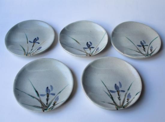 乾山写 春蘭絵 銘々皿 5客入 (共箱)幸兵衛窯 - 茶道具販売 栗林園