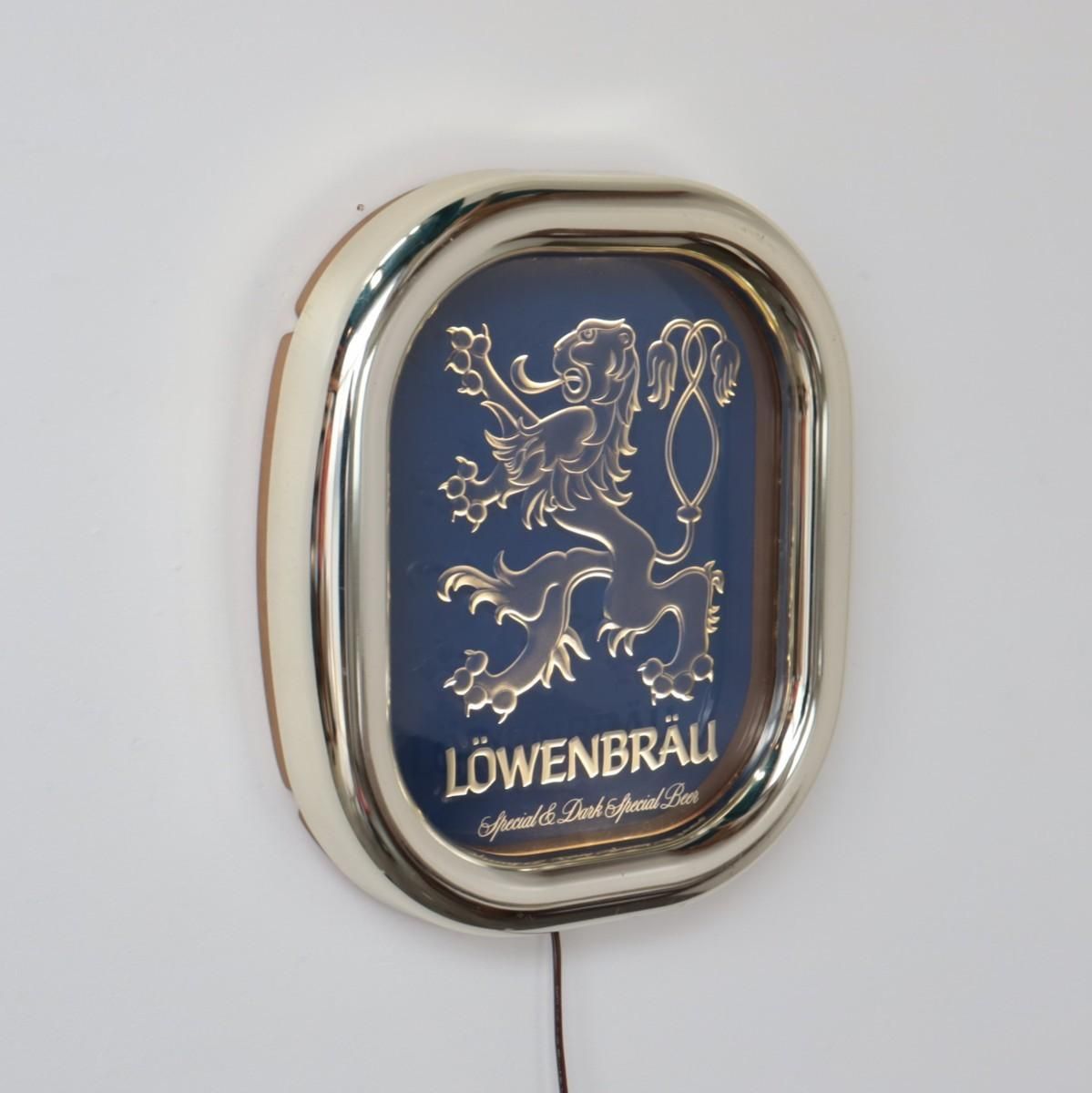 3455 アメリカ ヴィンテージ LOWENBRAU レーベンブロイ ライト付き看板