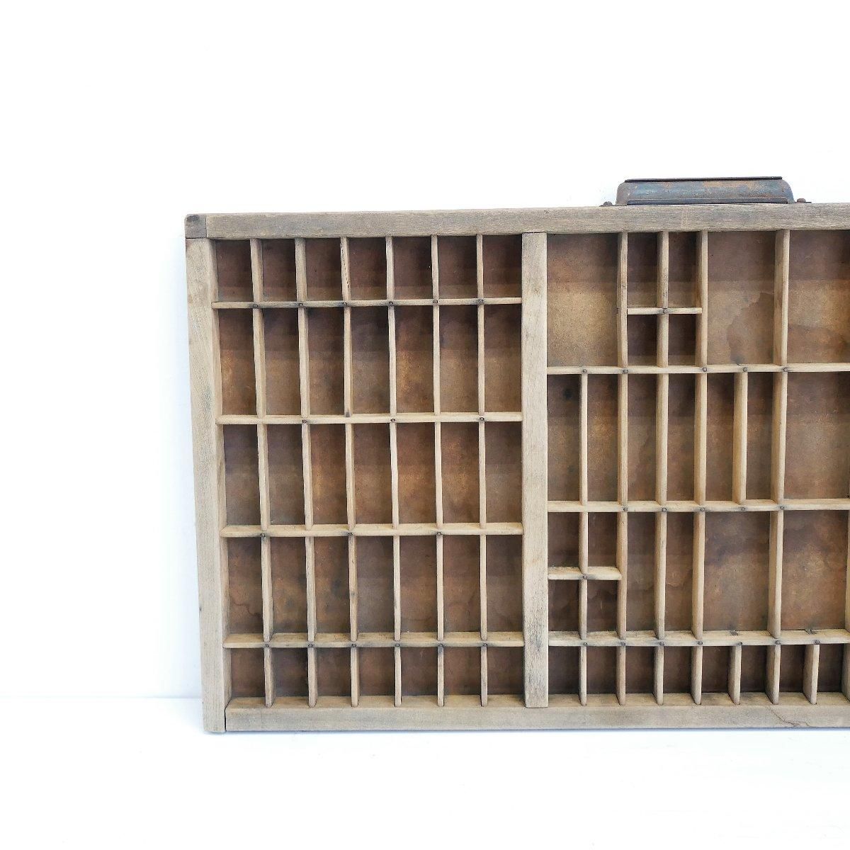 アメリカ ヴィンテージ プリンタートレイ ショップ什器 木製陳列ケース