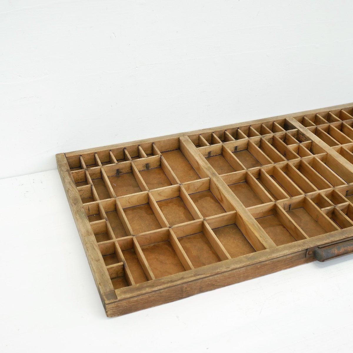 アメリカ ヴィンテージ プリンタートレイ ショップ什器 木製陳列ケース