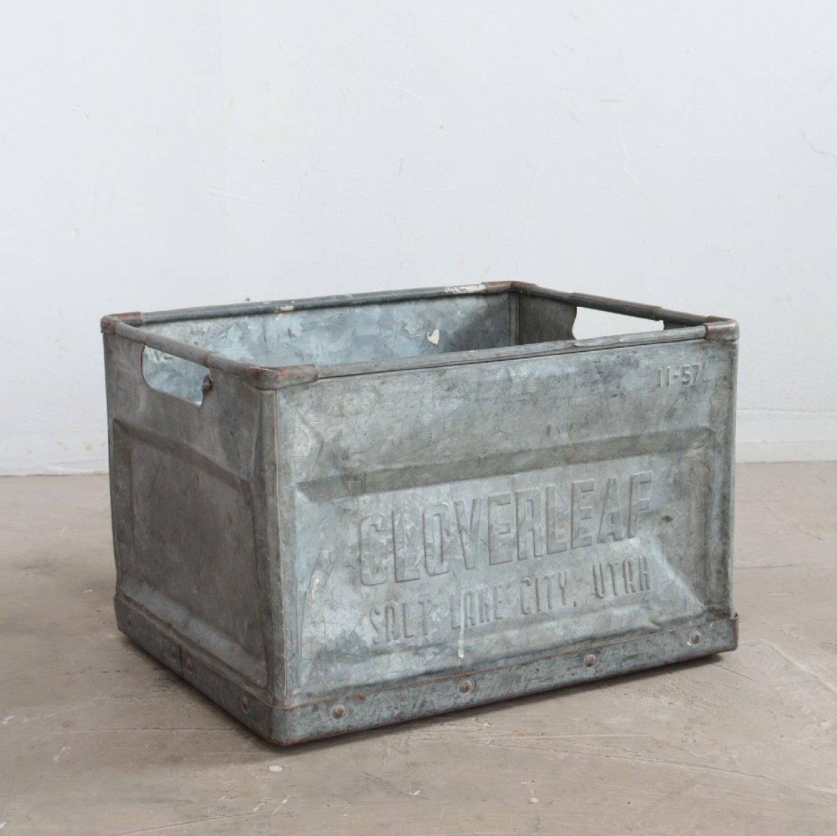 50s ヴィンテージ 金属製 ミルククレート ウッドボックス 運搬箱 収納