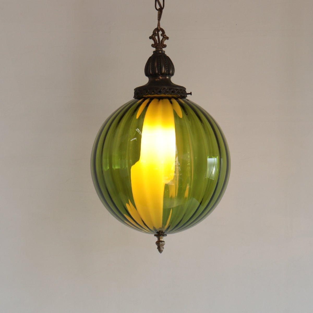 ヴィンテージ カラーガラス ペンダントライト アメリカ アンティーク