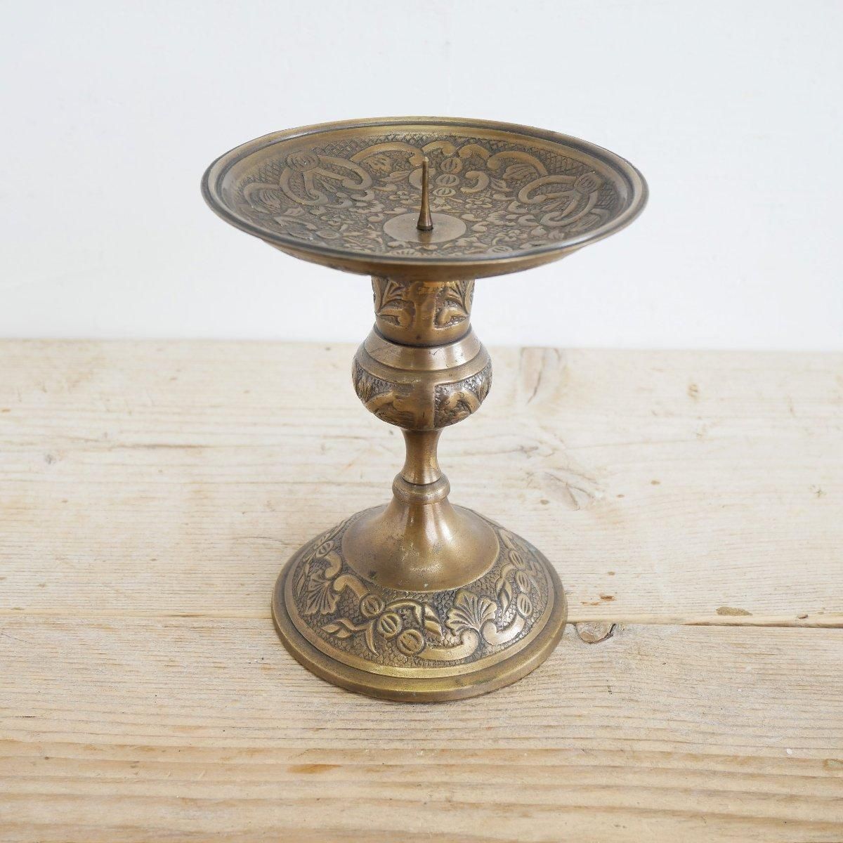キャンドルホルダー アンティーク 真鍮製 スタンド 燈台 ロウソク立て