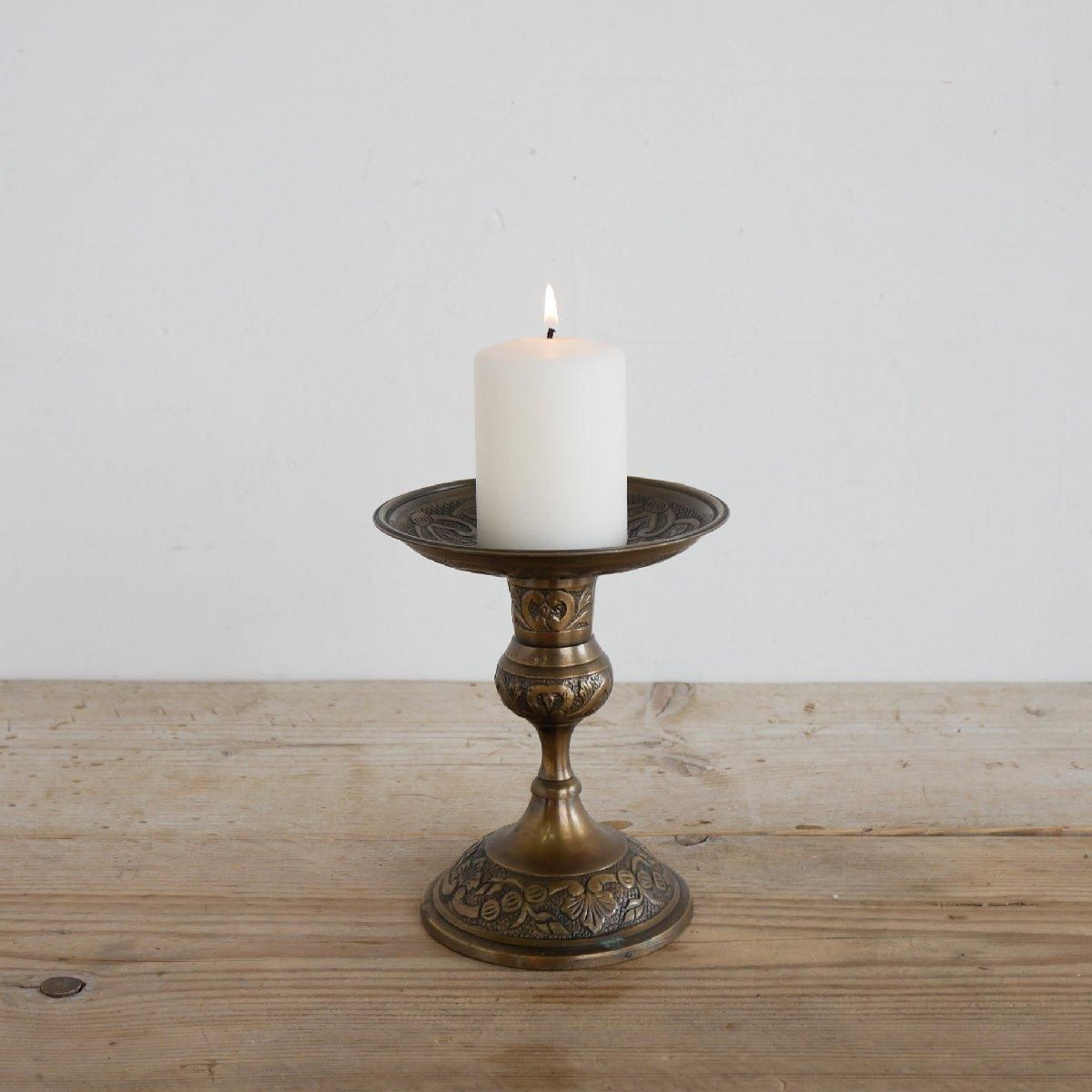 キャンドルホルダー アンティーク 真鍮製 スタンド 燈台 ロウソク立て