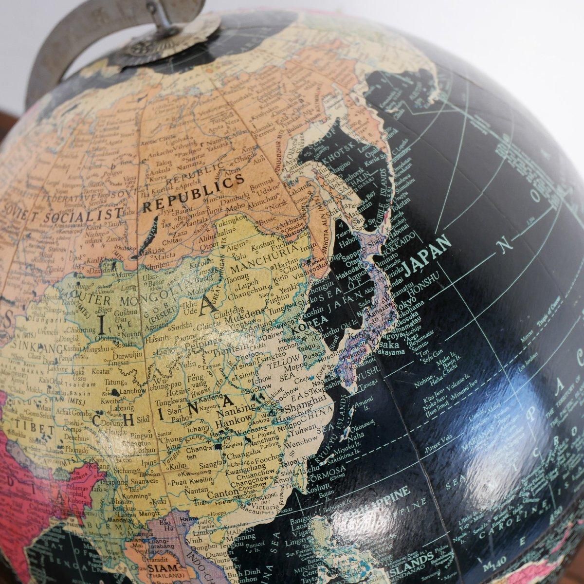 ヴィンテージ 地球儀 ブラックオーシャン -通販-ローズボール