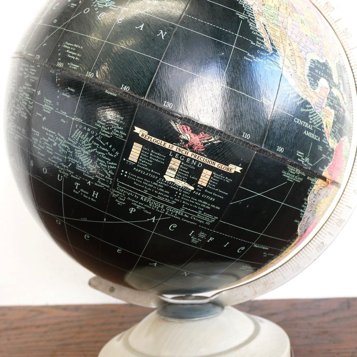 ヴィンテージ 地球儀 ブラックオーシャン -通販-ローズボール