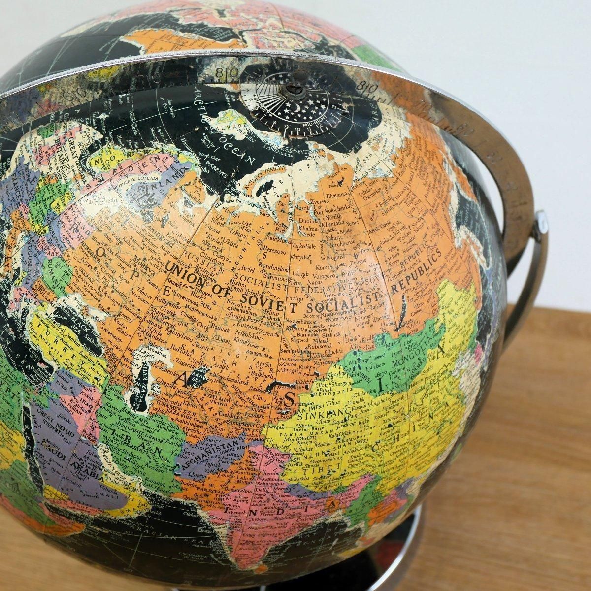 ヴィンテージ 地球儀 ブラックオーシャン -通販-ローズボール