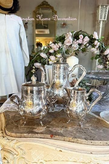 ロココ調カフェ3点シルバープレートセット【パディントン】｜ブロカント