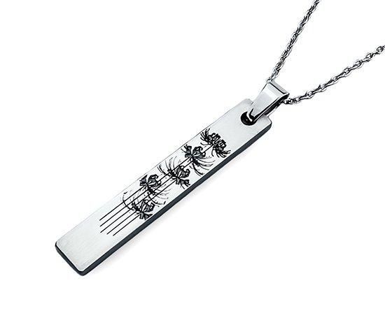 Hizm/札形ペンダントトップM 燦然彼岸花ペンダント 朱×赤紫/純チタン製