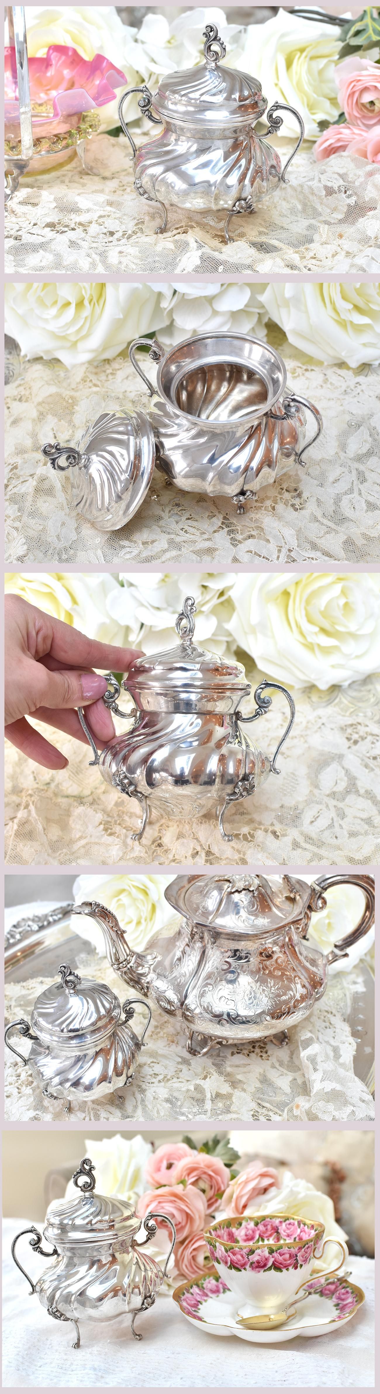 アンティーク銀器【銀800】蓋付きミニシュガーポット 158g - Edwardian