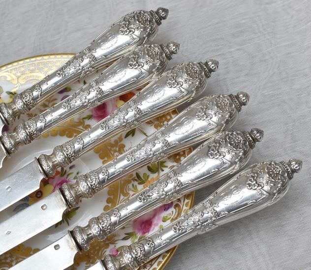 フレンチシルバー【銀950】デザートナイフ6組セット◇ - Edwardian