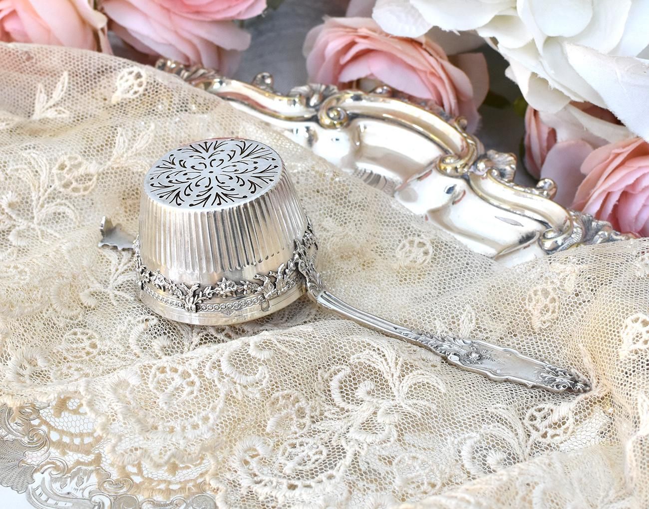 仏アンティーク【銀950】ティーストレーナー◇Puiforcat ピュイ