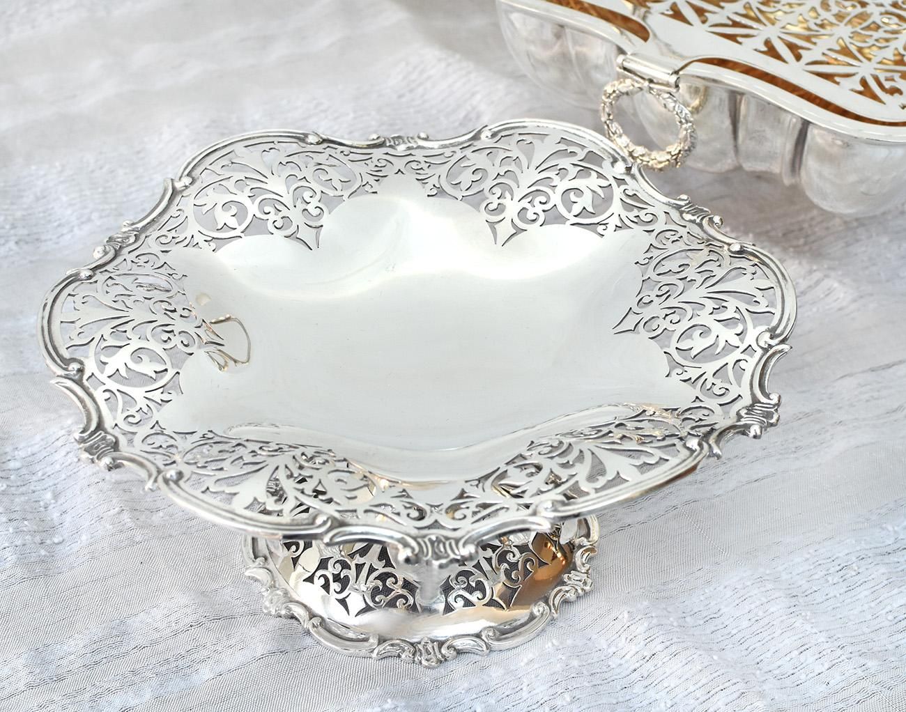 英国アンティーク銀器【シルバープレート】Tazza／コンポート