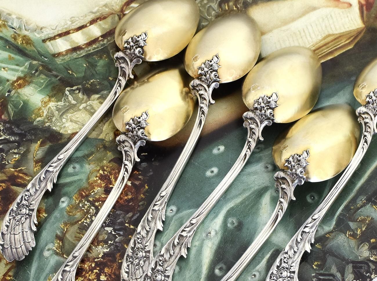 仏アンティーク銀器【銀950】ティースプーン6本セット Henry Soufflot