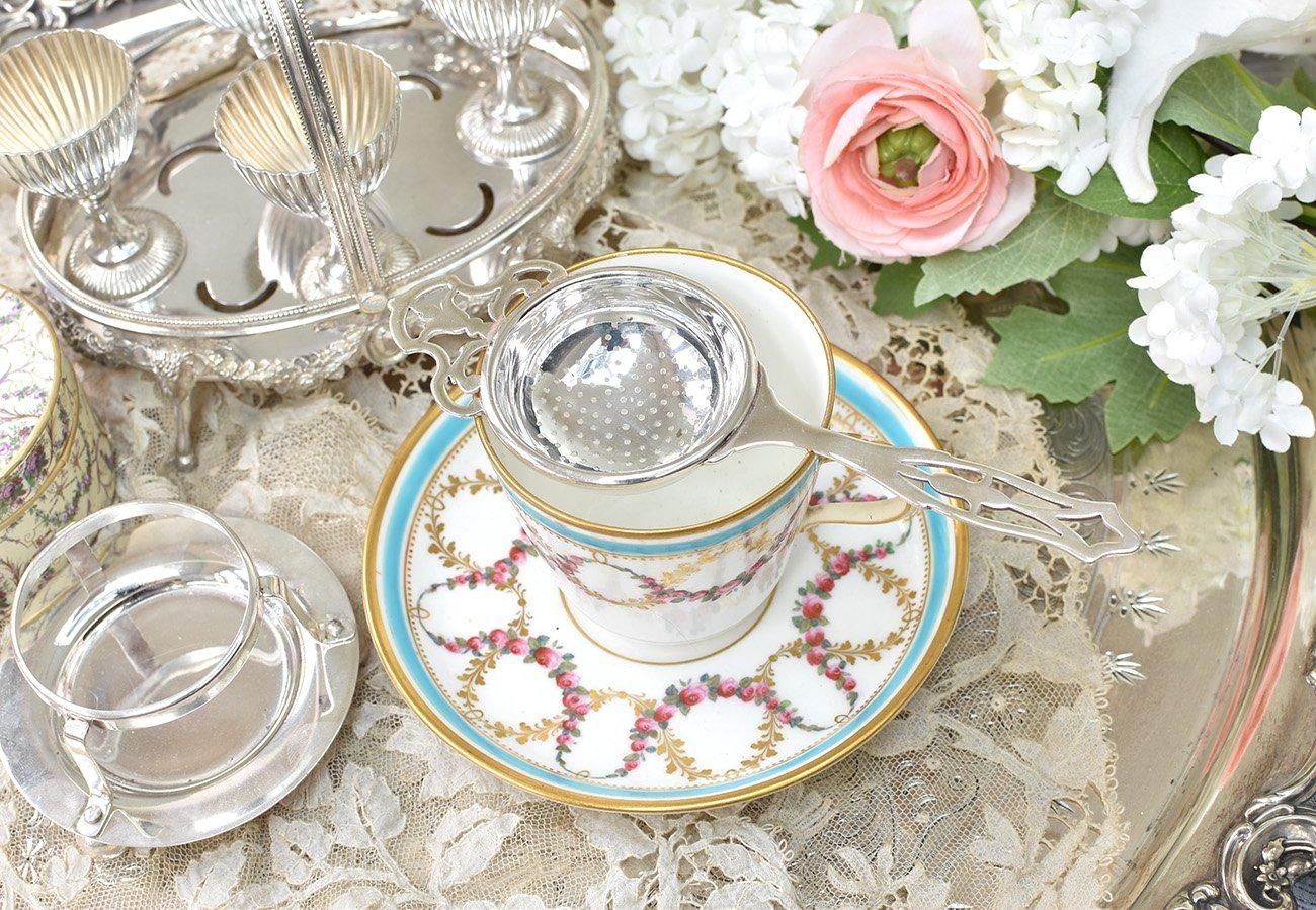 英国アンティーク銀器【純銀1907年＆シルバープレート】ティー