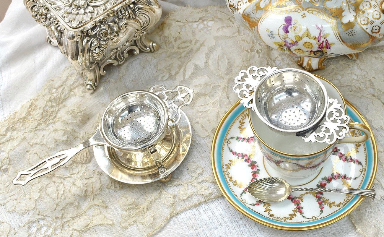 英国アンティーク銀器【純銀1907年＆シルバープレート】ティー