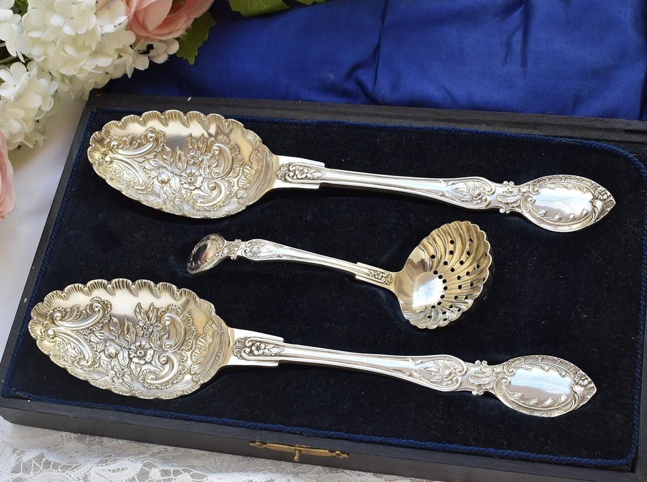 英国アンティーク【シルバープレート】ベリーサービングセット（ペア