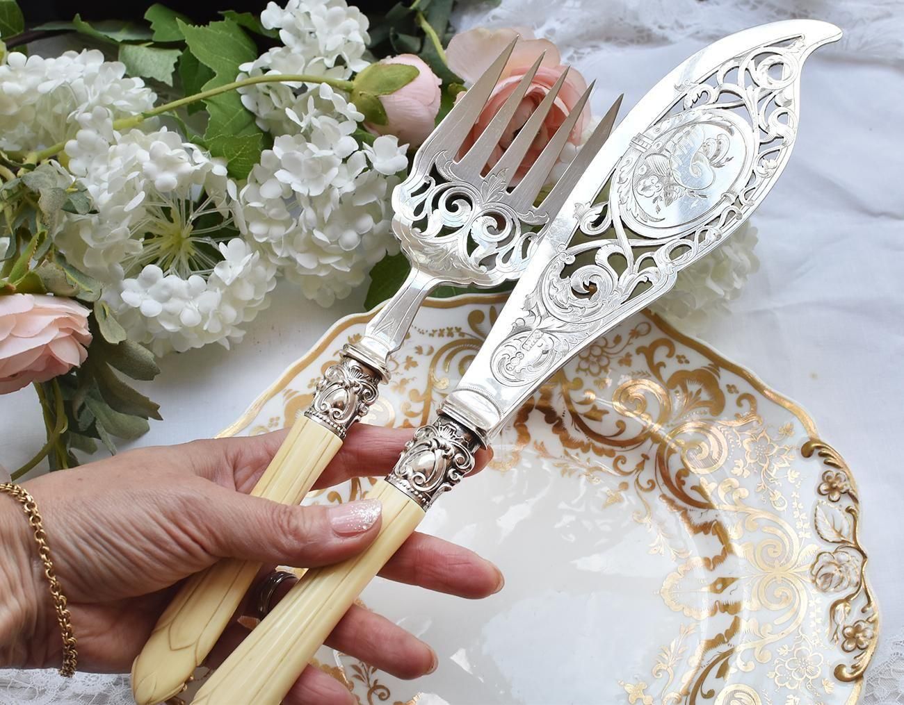 英国アンティーク銀器【シルバープレート】フィッシュサービング