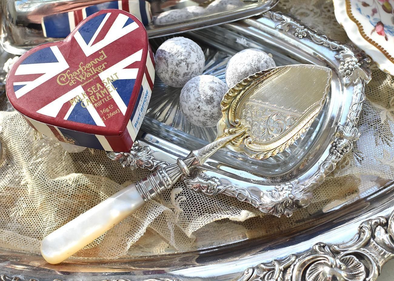 英国アンティーク銀器【純銀】1899年 白蝶貝ジャムスプーン William