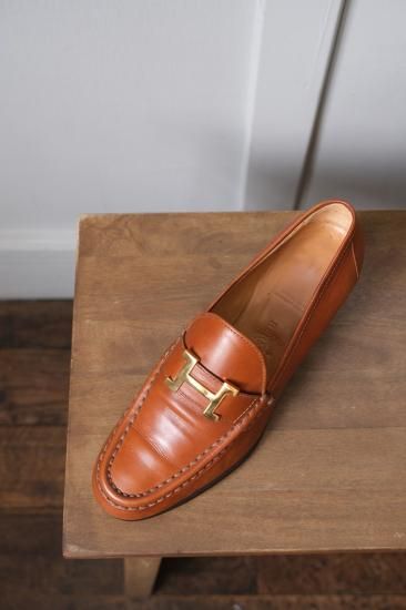 HERMES エルメス Hヒールローファー | ブラウン×ゴールド 37 - lamadri
