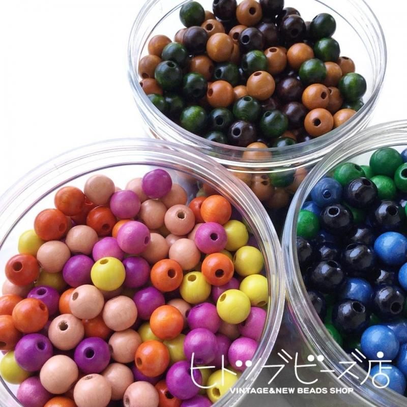 全12色】ドイツ製カラフルウッドビーズ10個