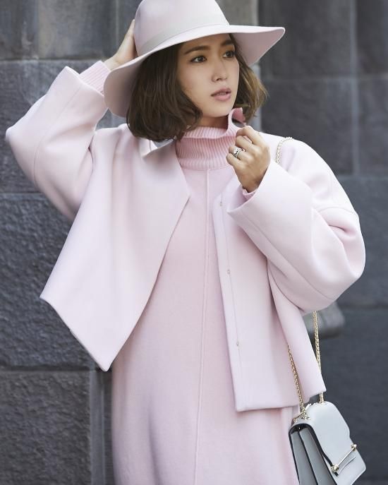 ダブルフェイスショートコート(ピンク) - seventen