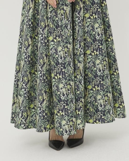 フローラルタフタマキシドレス(ネイビー) - seventen